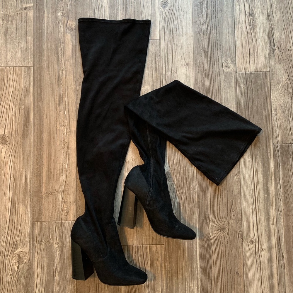 Thigh high sock boots